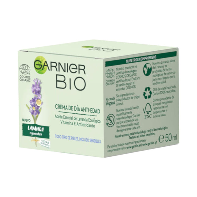 Garnier BIO - Crema de día antiedad regeneradora con aceite esencial de lavanda y argán orgánico y vitamina E 50 ml