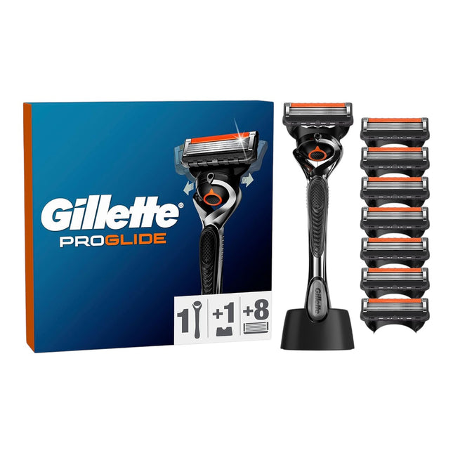 Gillette ProGlide – Máquinilla de Afeitar para Hombre con 8 Recambios y Base | 5 Hojas Ultraafiladas con FlexBall y Recortadora de Precisión