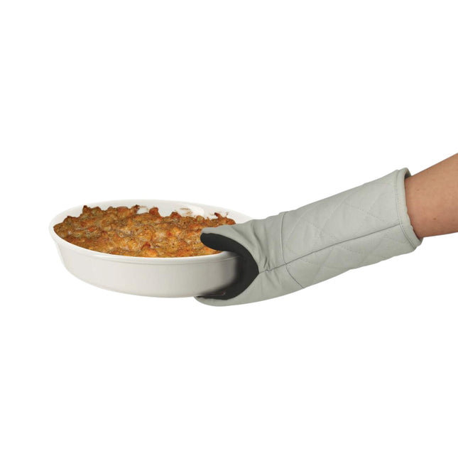 Metaltex Guante de Horno Antideslizante, Manopla de Cocina Algodón y Goma, Resistente al Calor hasta 250 ºC, Válido para Zurdos y Diestros, Gris