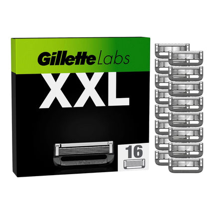 Gillette Labs – Recambios de Cuchillas de 5 Hojas para Maquinillas de Afeitar | Pack 16 Unidades | Compatibles con GilletteLabs con Barra Exfoliante y Heated Razor