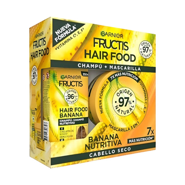 GARNIER Fructis Pack Hair Food Champú + Mascarilla Banana Nutritiva Champús