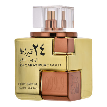 Lattafa 24 Carat Pure Gold Eau de Parfum 100 ml, Perfume Unisex Oriental con Aroma Intenso, Fragancia Árabe Elegante, Formato Spray