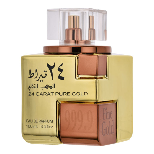 Lattafa 24 Carat Pure Gold Eau de Parfum 100 ml, Perfume Unisex Oriental con Aroma Intenso, Fragancia Árabe Elegante, Formato Spray