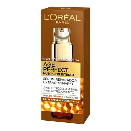 L'Oréal Paris Age Perfect Nutrición Intensa Sérum Reparador Extraordinario, Miel de Manuka y Calcio B5, Sérum Facial Anti-Descolgamiento y Anti-Resecamiento para Piel Madura 30 ml