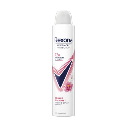 Rexona Advanced Protection Bright Bouquet Antitranspirante Spray 72H – Protección contra Sudor y Olor, Tecnología Body Heat Activated, Fragancia Floral, 200 ml