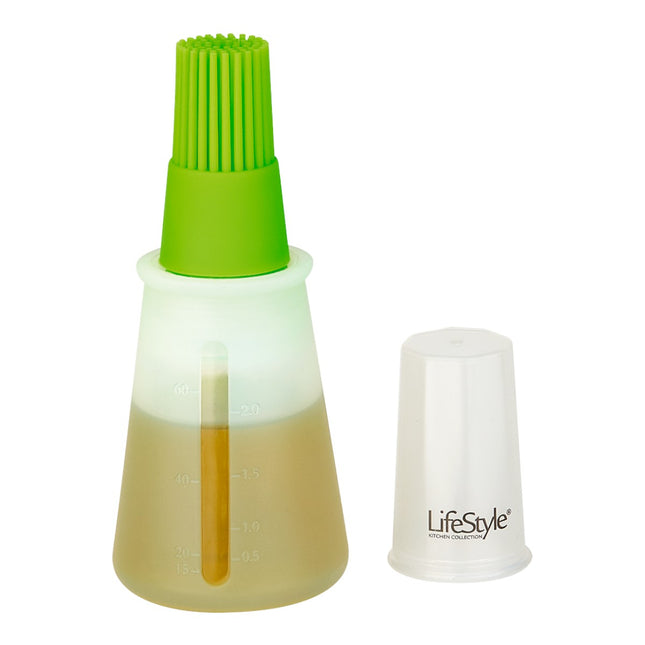LifeStyle Dosificador de Aceite con Pincel de Silicona, Botella Dosificadora de Cocina con Escala Visible, Accesorio para Hornear, Asar y Plancha