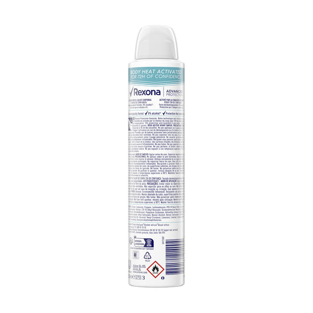 Rexona Advanced Protection Invisible Aqua Antitranspirante Spray 72H – Protección contra Sudor y Olor, Anti-Manchas Blancas y Amarillas, 200 ml