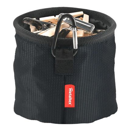 Metaltex PEGGY Bolsa para Pinzas de Ropa con Mosquetón, Portapinzas Colgante de Poliéster, Bolsa Ovalada con Cordón de Cierre para Tendedero