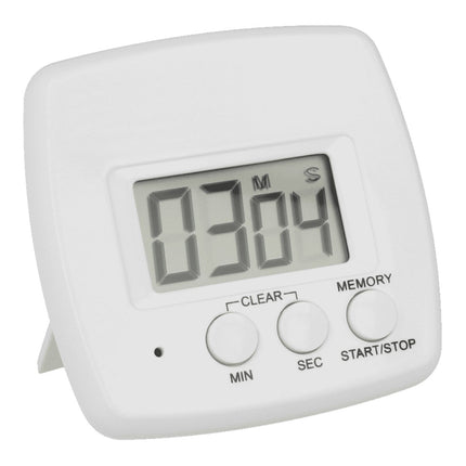 Metaltex Digitime Minutero Digital de Cocina con Imán, Temporizador 100 Minutos, Soporte Trasero, Pantalla LCD, Blanco, Plástico ABS