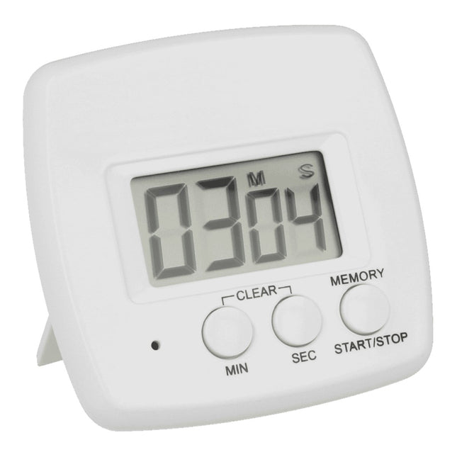 Metaltex Digitime Minutero Digital de Cocina con Imán, Temporizador 100 Minutos, Soporte Trasero, Pantalla LCD, Blanco, Plástico ABS