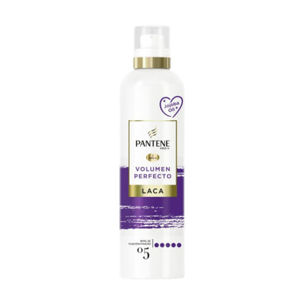 Pantene Pro-V Laca Volumen Perfecto con Aceite de Jojoba – Fijación Fuerte Nivel 5, Cabello con Volumen y Brillo Natural, Sin Acartonamiento, 250 ml