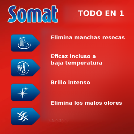 Somat All in 1 Extra Tabs Lavavajillas – 44 Pastillas Original Fresh | Limpieza Potente, Brillo y Anti-Olores
